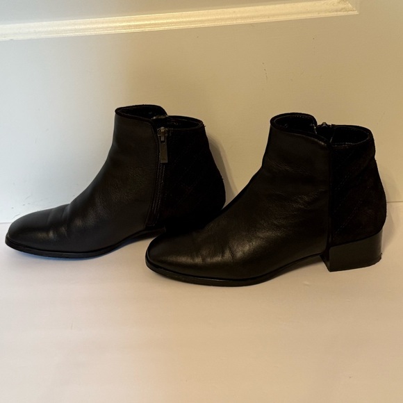 AQUATALIA SHOES ANKLE BOOTS BOOTIES BLACK LEATHER SUEDE SIDE ZIP ITALY SIZE 7 - Picture 4 of 13